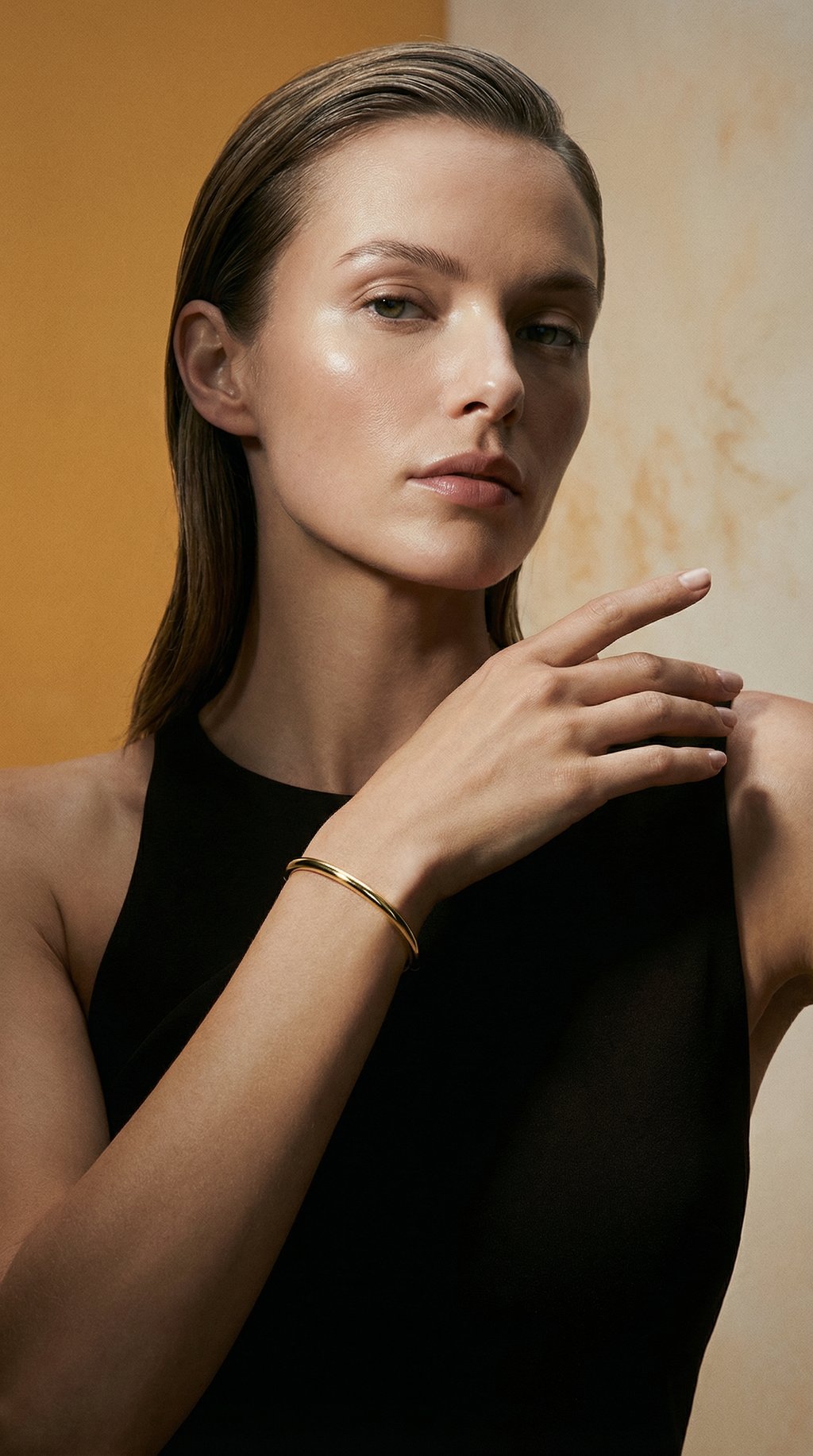 AI product shot of Stackable Gold Cloud Bangle