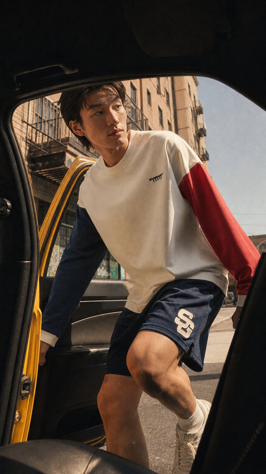 AI product shot of CONTRAST CROP LONG SLEEVE TEE - MULTI