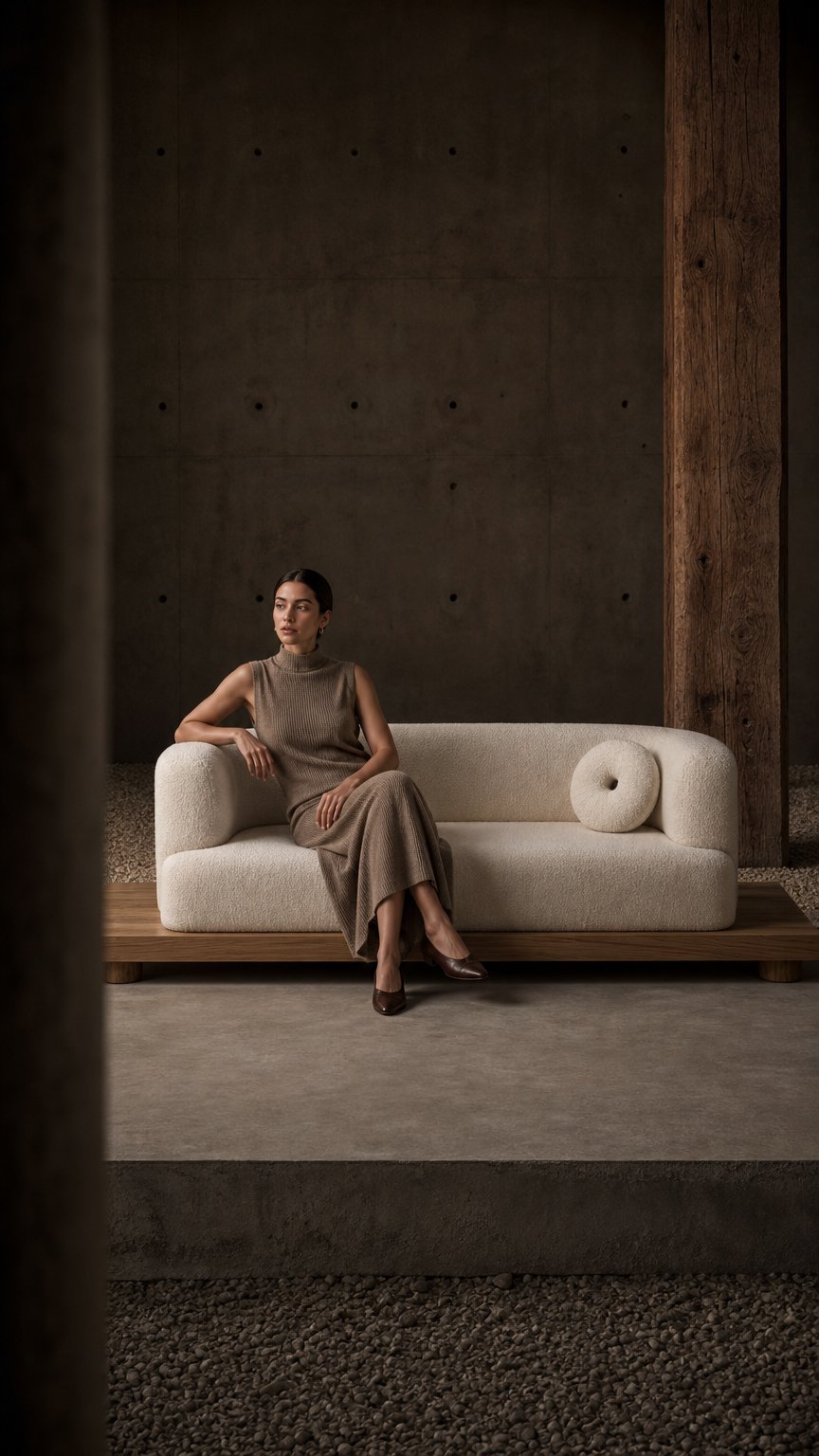 AI product shot of Sofa with side tables