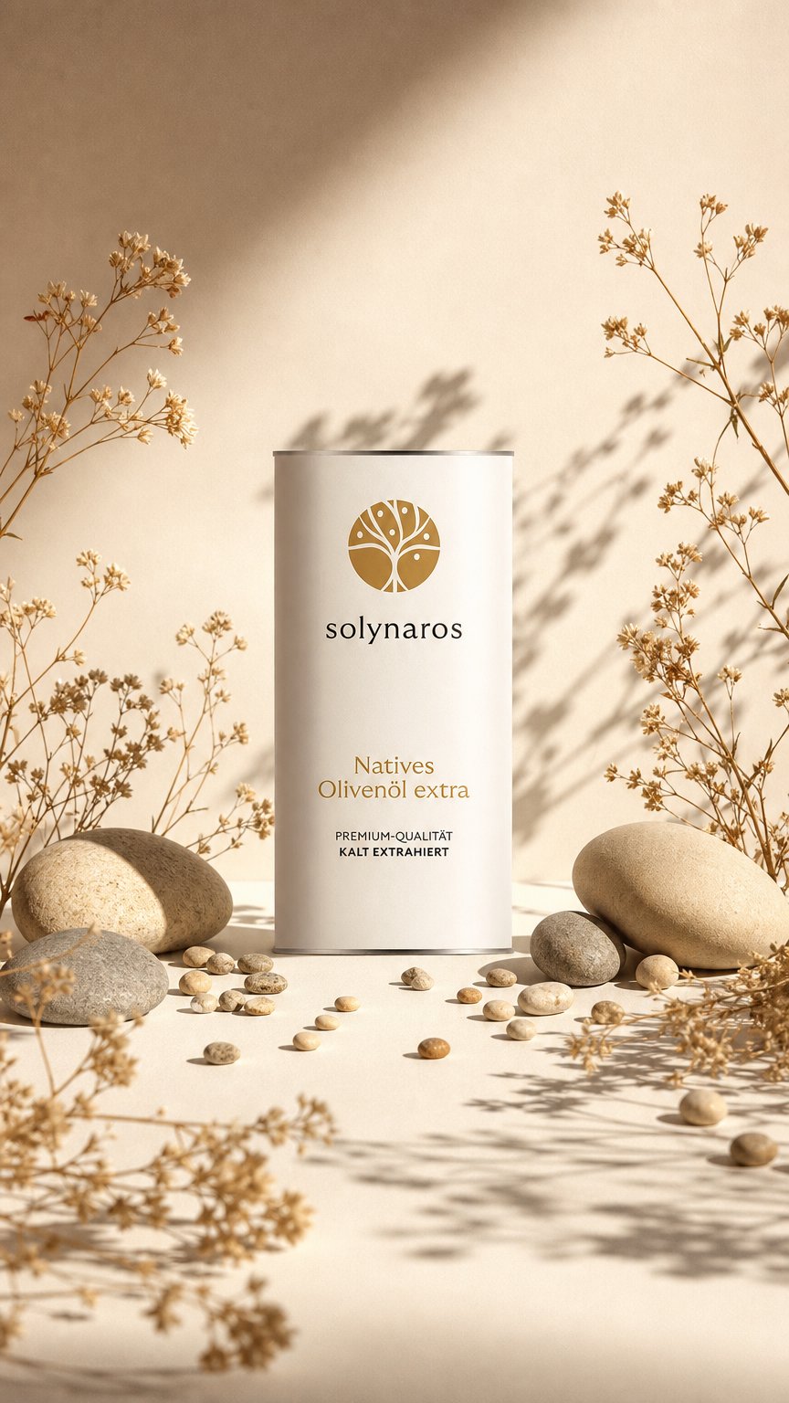 AI product shot of solynaros Natives Olivenöl extra 5 Liter Dose