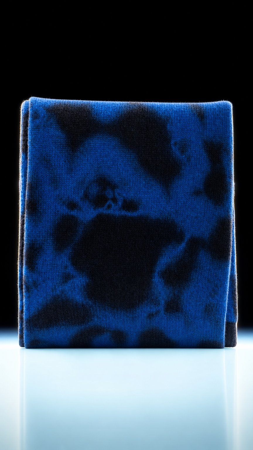 AI product shot of 365 Cashmere Cobalt Tie Dye Wrap