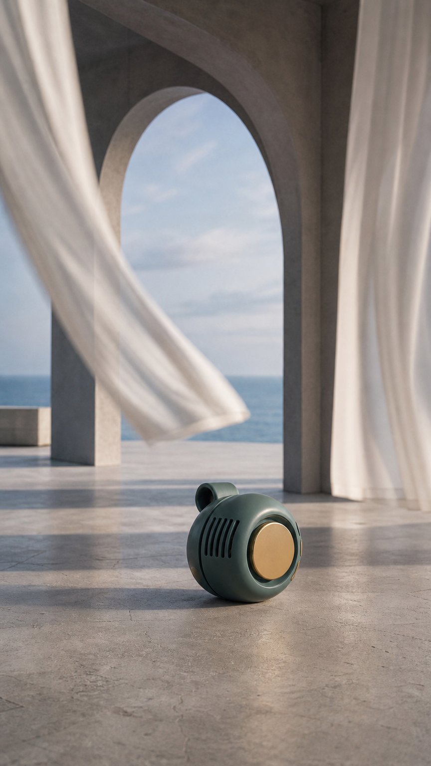 AI product shot of BREEZO Portable Silent Mini Bladeless Fan