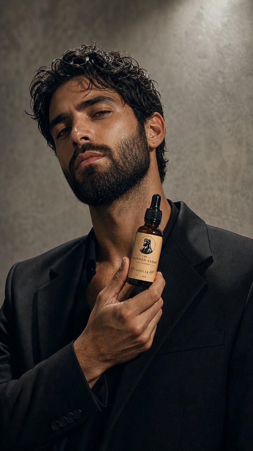 AI product shot of Argan & Vanilla Beard Oil Set