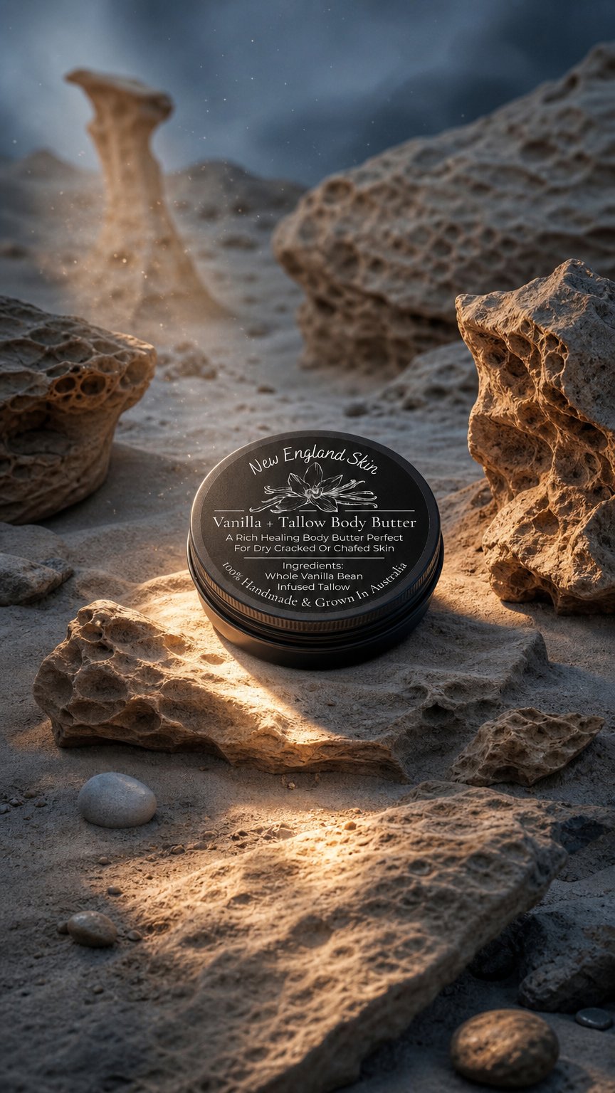 AI product shot of Vanilla + Tallow Body Butter