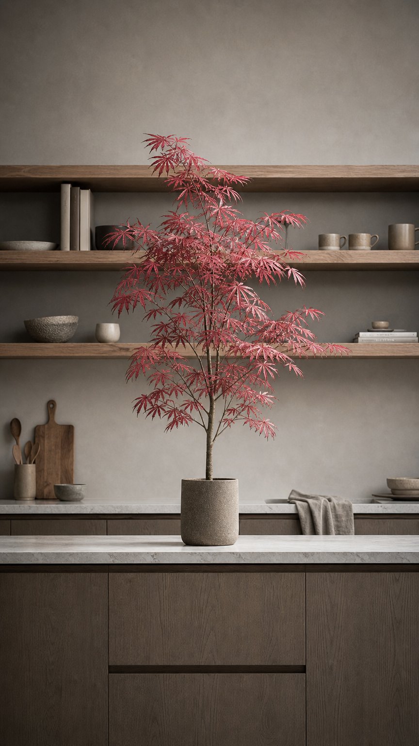 AI product shot of Acer palmatum 'Mikazuki' Reticulated Japanese maple