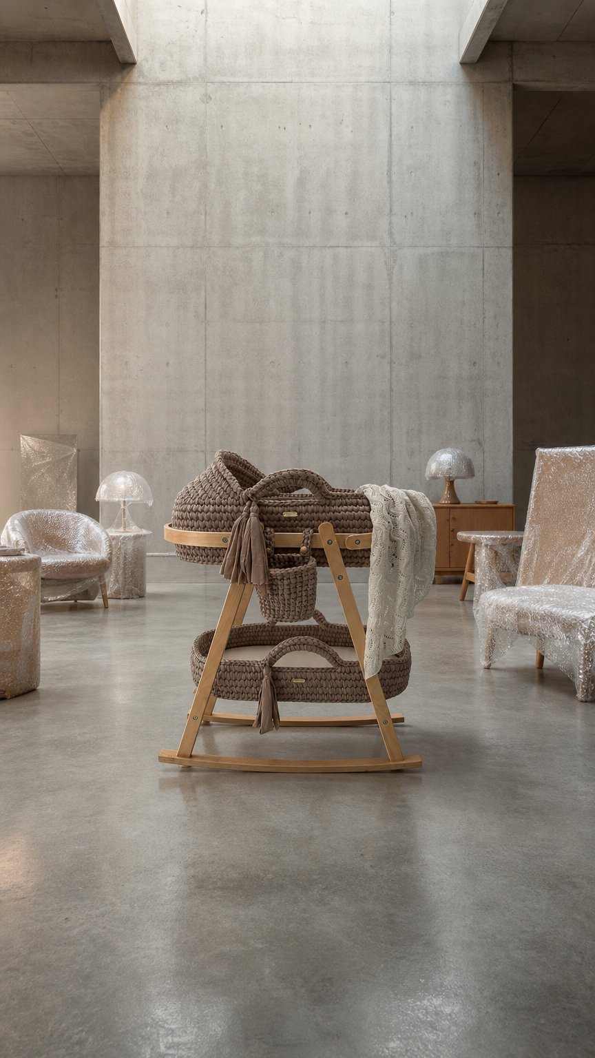 AI product shot of Mocha Signature Knit Bassinet Set