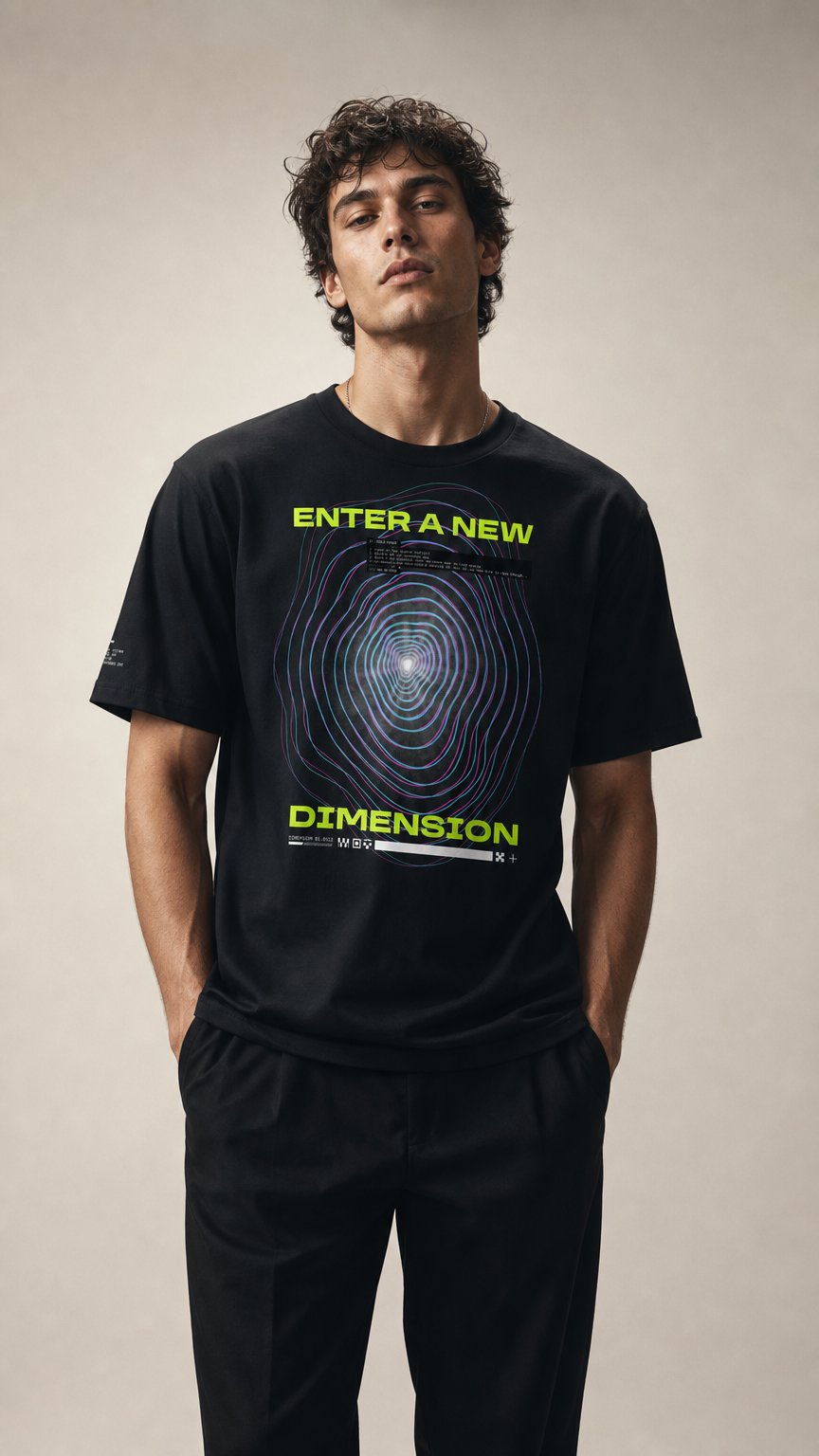 AI product shot of New Dimension T-Shirt
