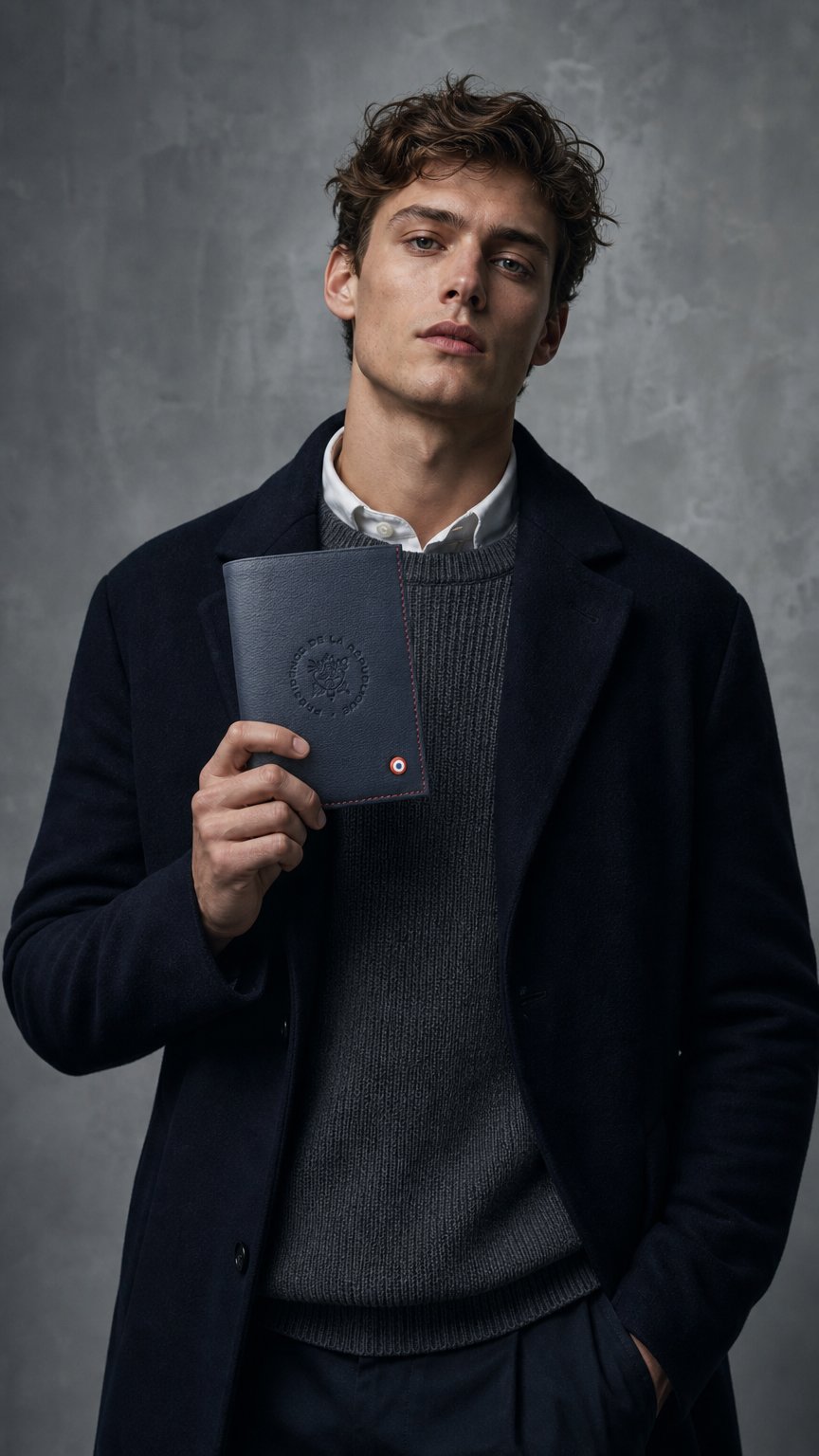 AI product shot of VICTOR - Pour l'Élysée portefeuille Cuir lisse Lune bleue
