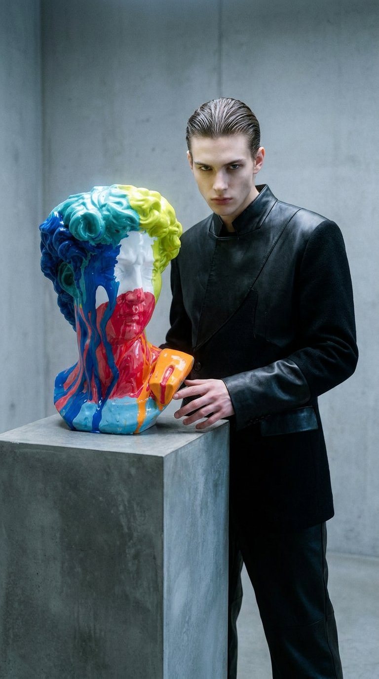 AI product shot of David IV Blood Splatte Sculpture – Luxury Art Bust for Home Decor | Plastara