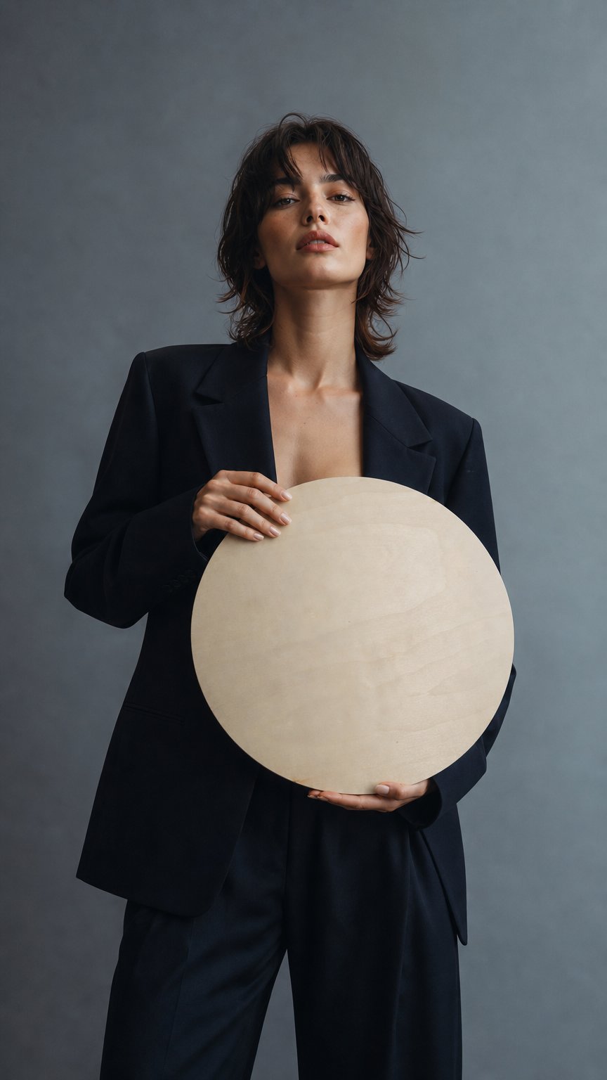 AI product shot of Rond Houten Displaybord – 30 cm | Ophangbaar