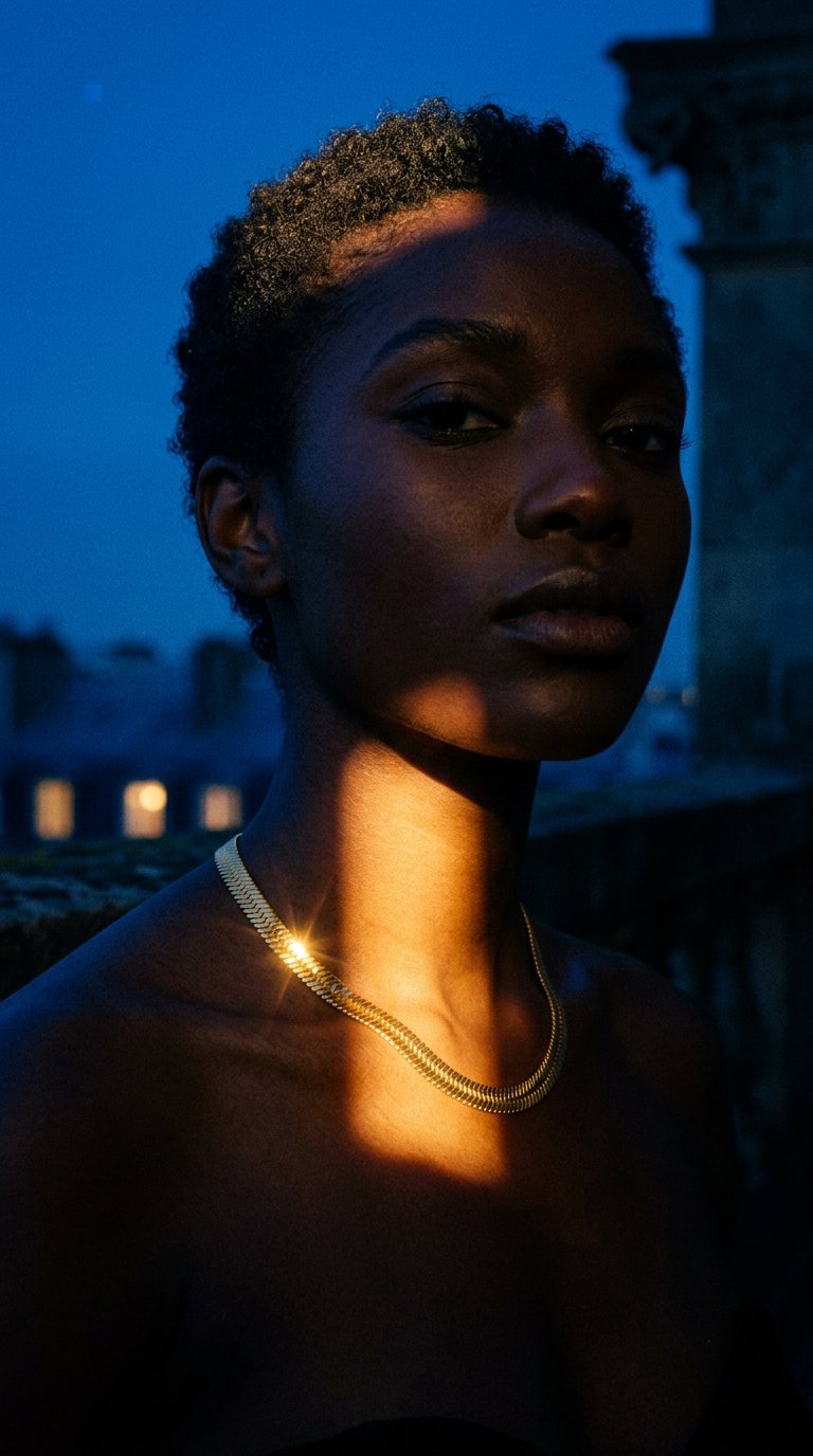 AI product shot of HAILEY HERRINGBONE CHAIN NECKLACE, SHORT - GOLD