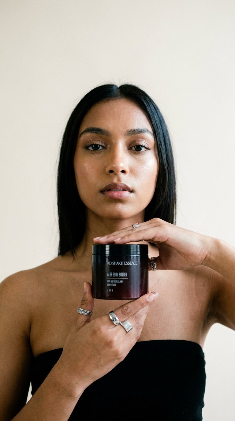 AI product shot of Body Butter ALOE with Grapeseed oil and Coconut oil [150 g]