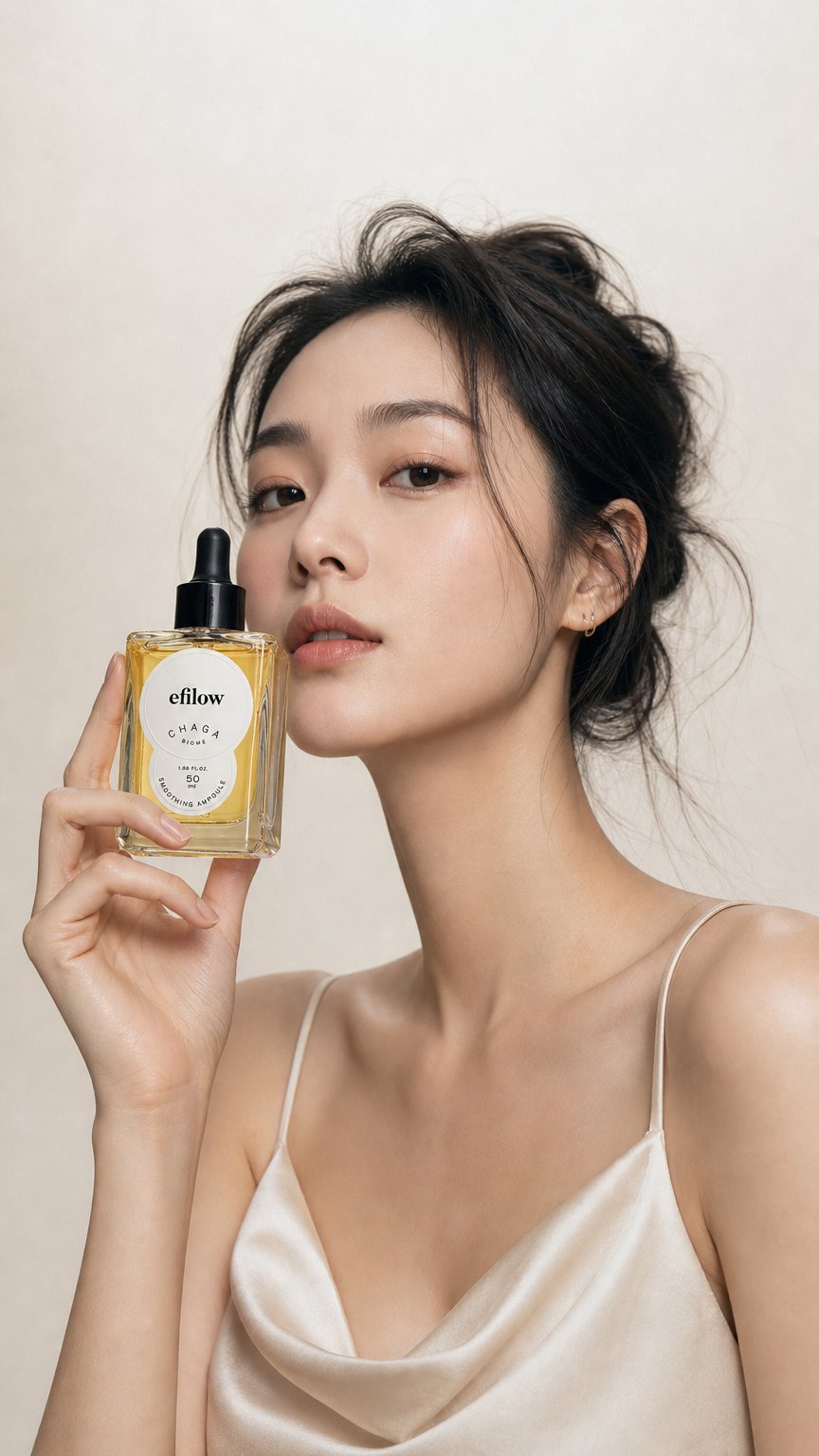AI product shot of 차가버섯 바이옴 모공 앰플