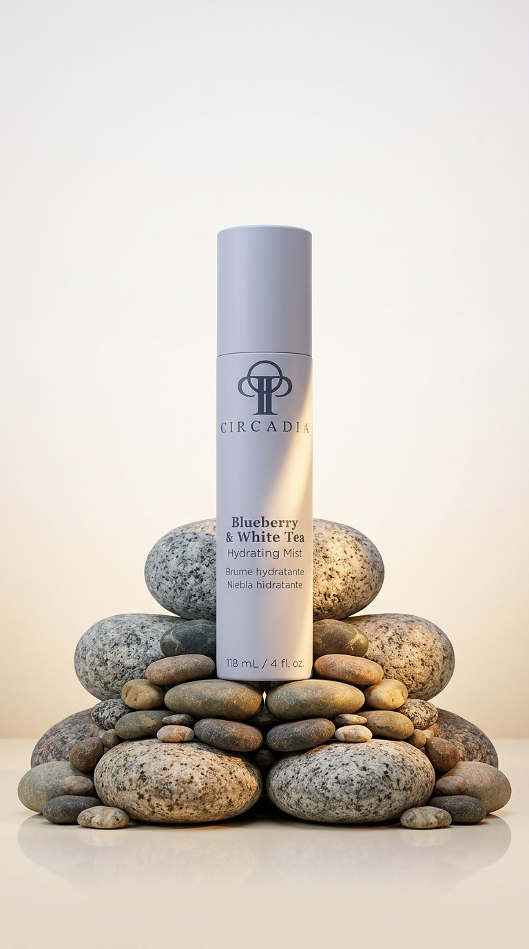 AI product shot of Blueberry & White Tea Hydrating Mist