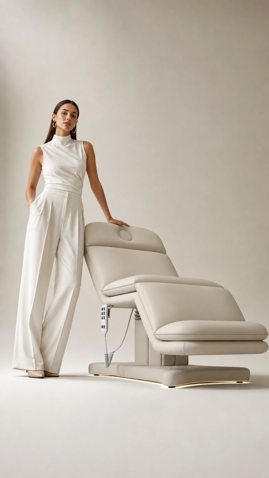AI product shot of Imperial Signature - heated electric beauty bed - Stone Taupe