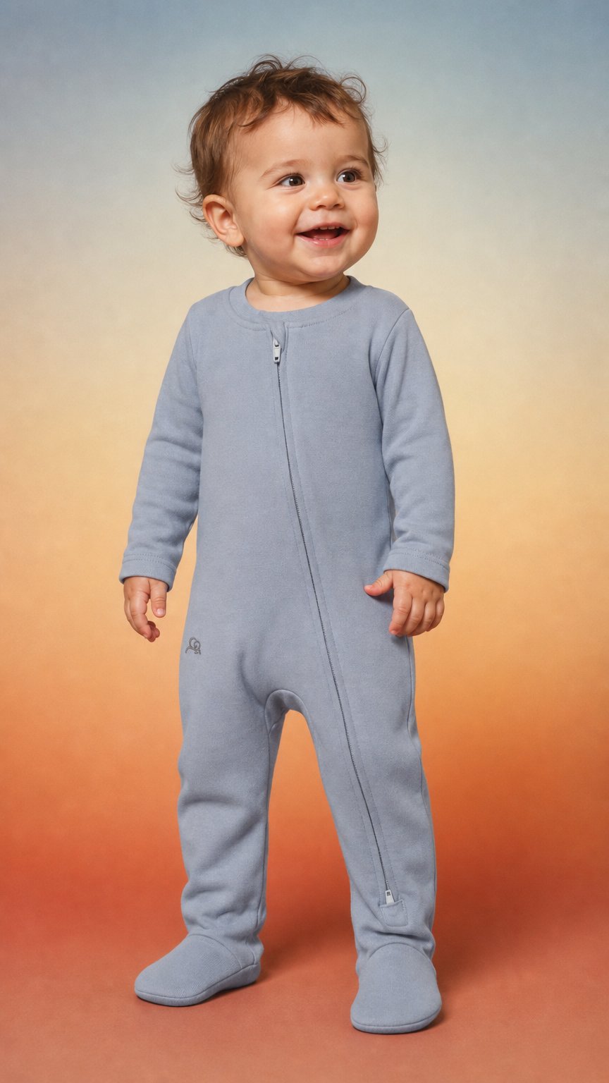AI product shot of Organic Cotton Baby Sleepsuit - Ocean