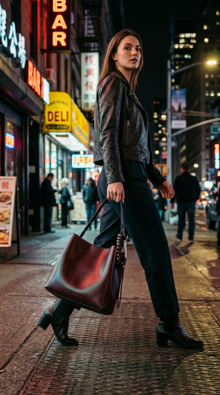 AI product shot of HANDBAG LE SAC SEAU BURGUNDY