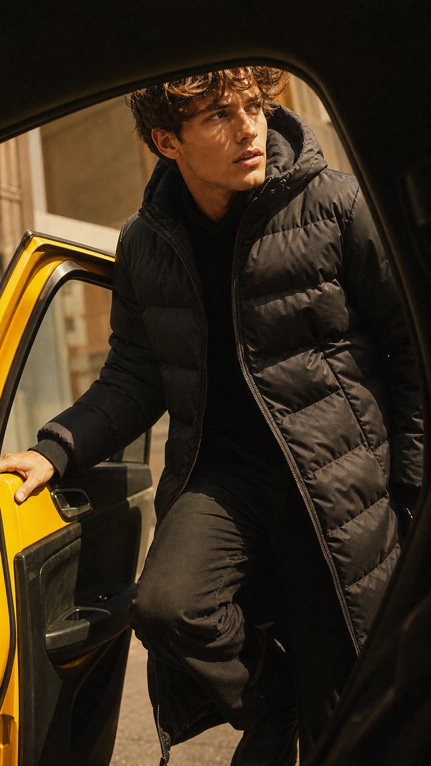 AI product shot of BLACK PREMIER PUFFER JACKET