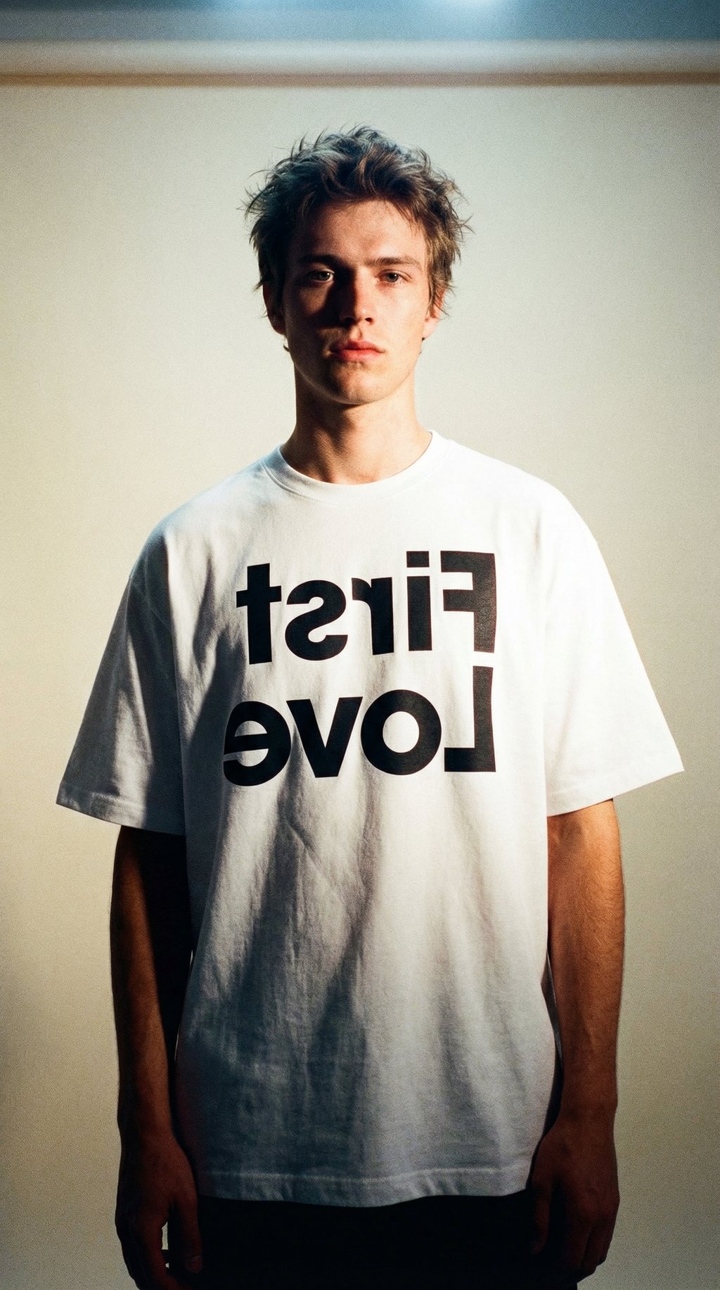 AI product shot of First Love - Unisex Boxy T-shirt