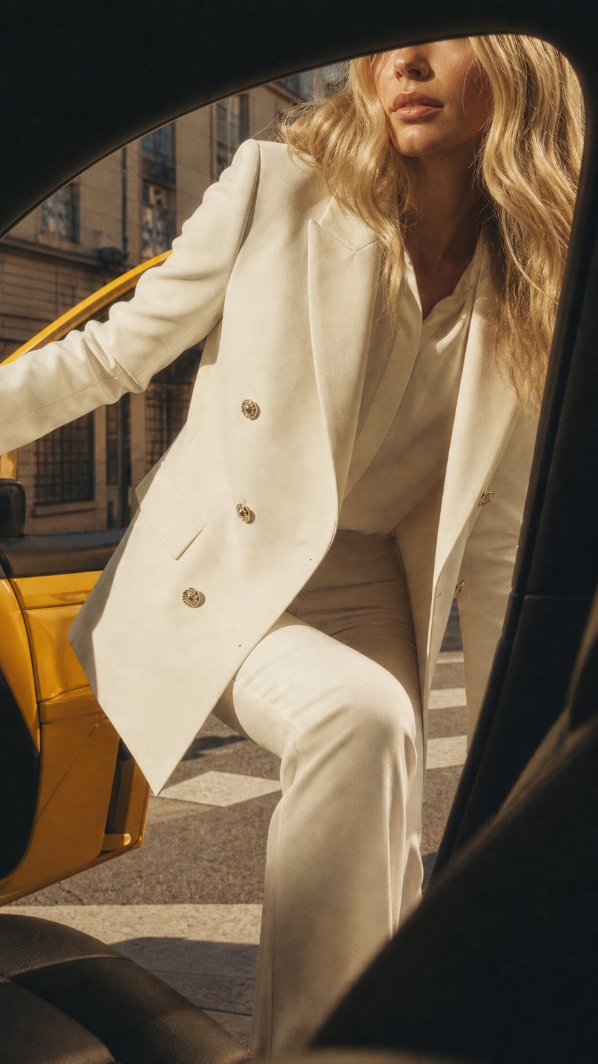 AI product shot of White Italian Double Breasted Wool Women's Blazer