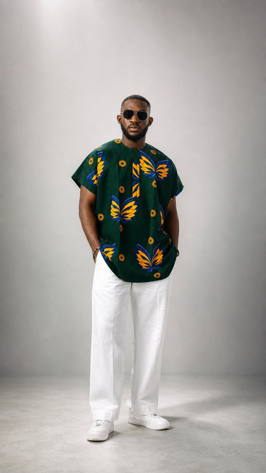 AI product shot of Sidi African Print Dashiki