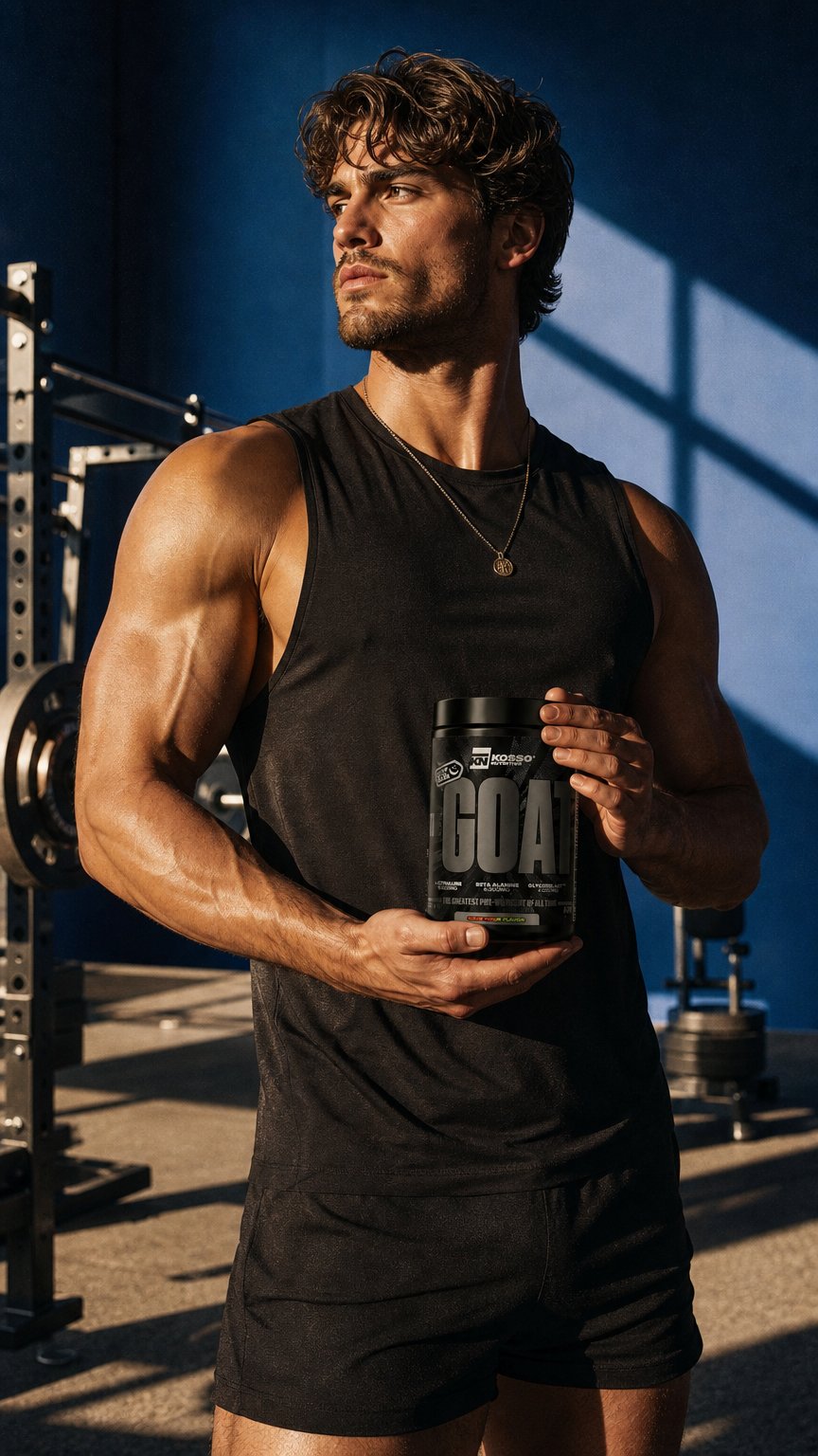 AI product shot of G.O.A.T. ULTIMATE PRE-WORKOUT