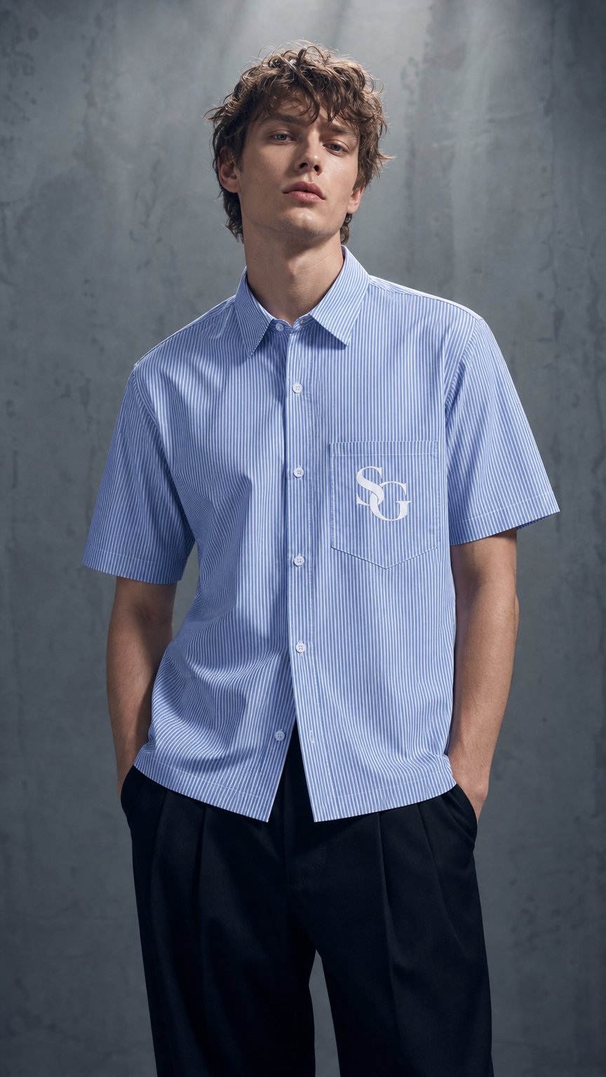 AI product shot of Oversized Vertical Stripe Boxy Shirt