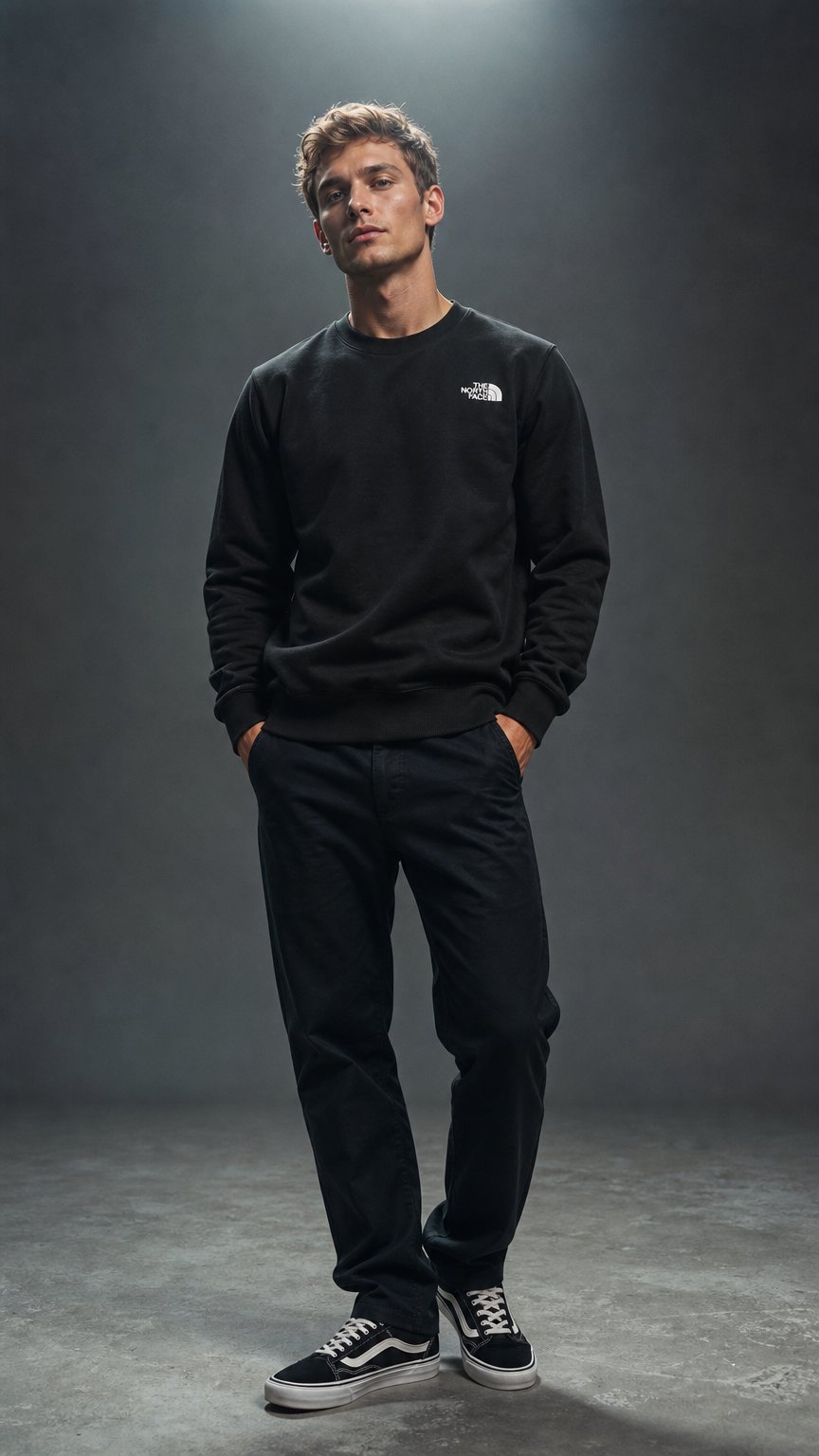 AI product shot of Simple Dome Crewneck - Black