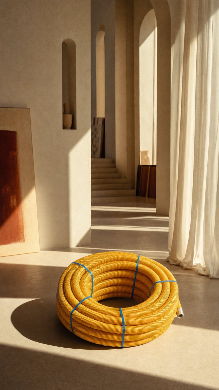 AI product shot of Drainagerohr ungeschlitzt DN50, Drainageschlauch ungelocht DN50 PVC gelb 50mm - ohne Verbindungsmuffe