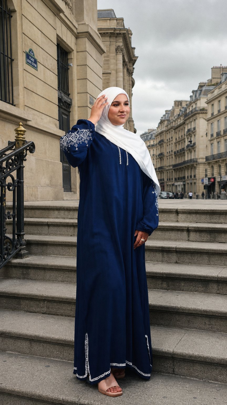 AI product shot of The Hanaa Abaya - Blue
