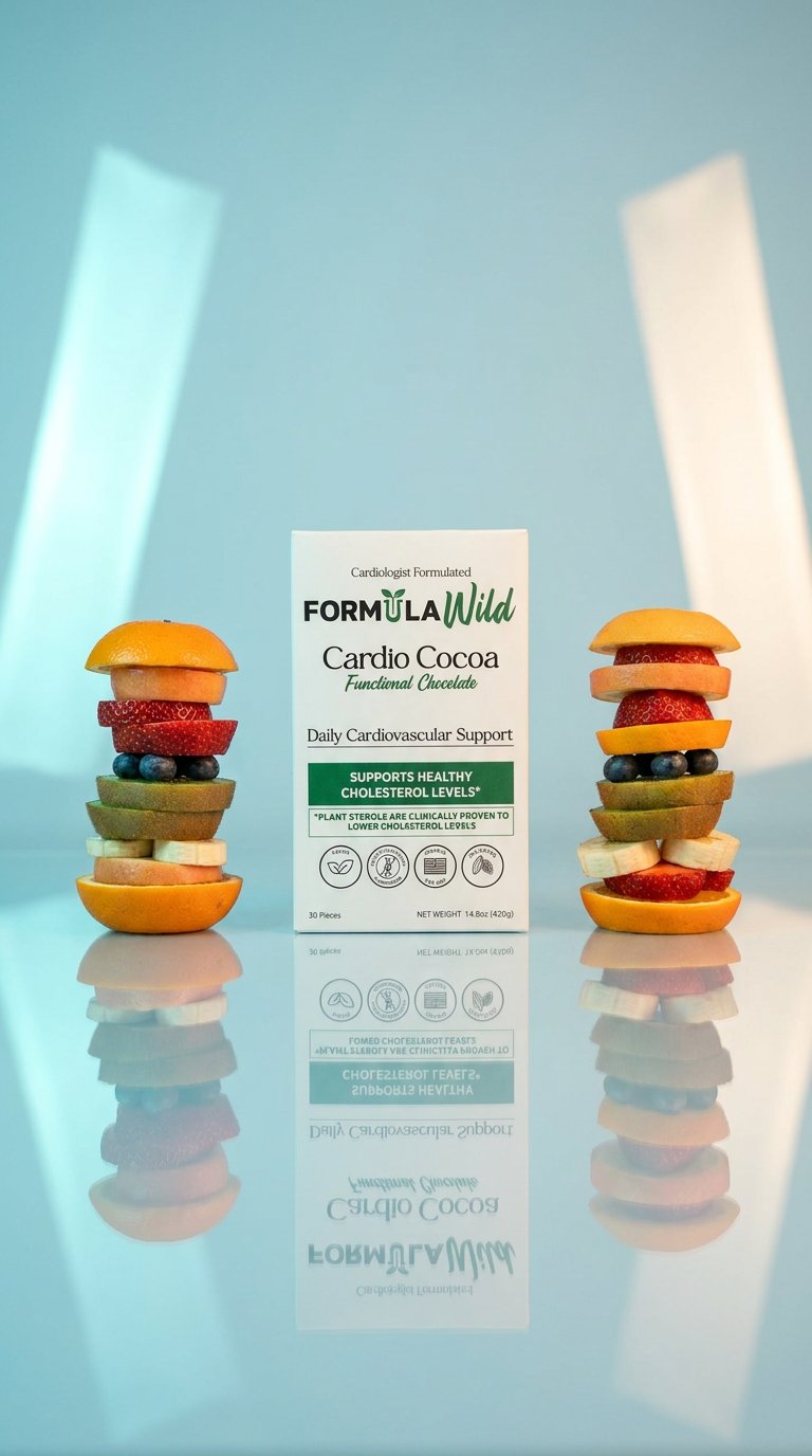 AI product shot of Cardio Cocoa Functional Chocolate