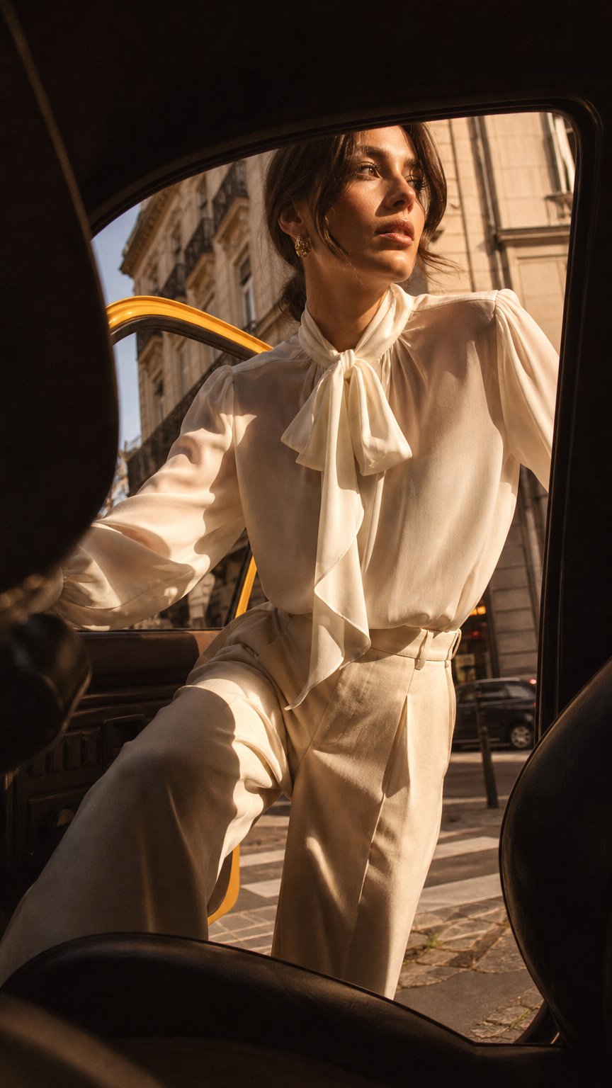 AI product shot of Georgia Blouse, Ivory