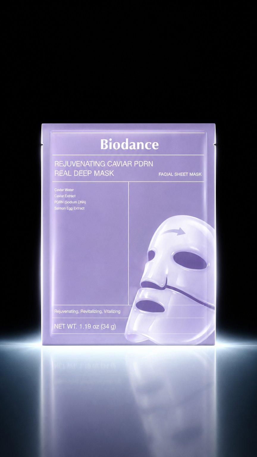 AI product shot of BIODANCE REJUVENATING CAVIAR PDRN REAL DEEP MASK