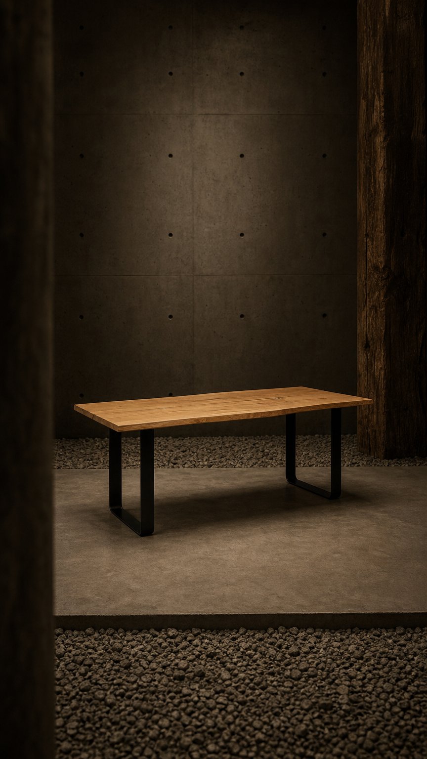 AI product shot of Oaken Dining Table – Handcrafted Solid Oak Hardwood