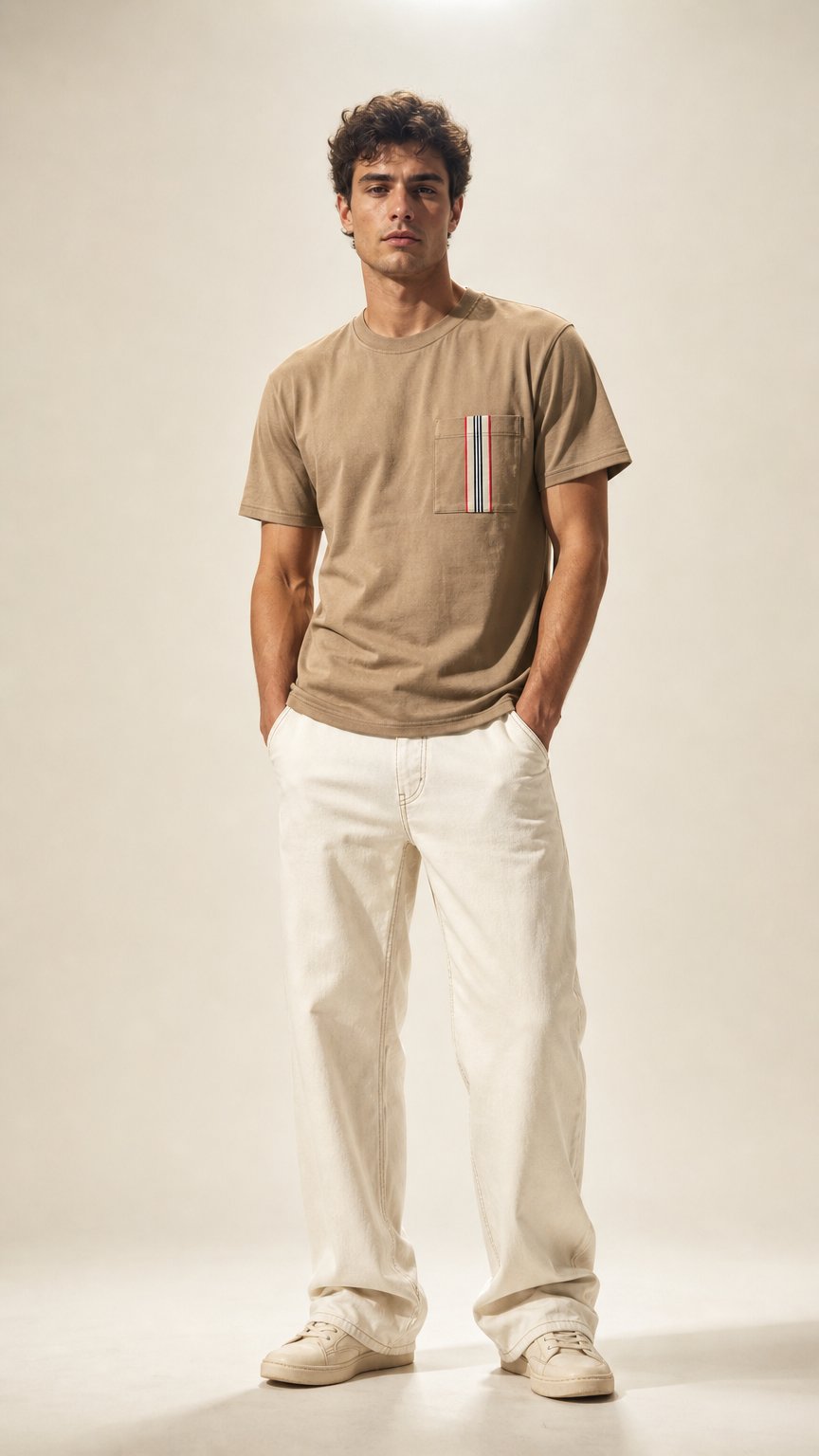 AI product shot of Burberry Striped T-Shirt - Beige