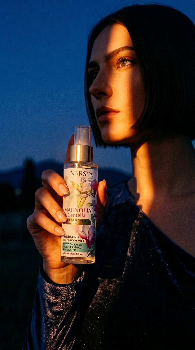 AI product shot of ХИДРАТИРАЩ МИСТ ЗА ЛИЦЕ И ТЯЛО MAGNOLIA&CENTELLA