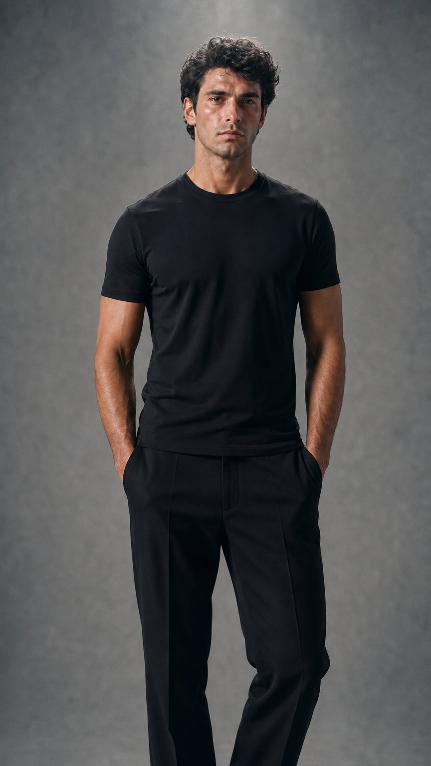AI product shot of Essential Slim-Fit T-shirt – Black