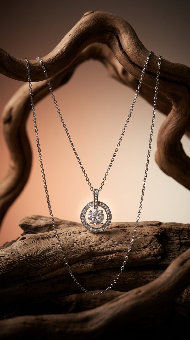 AI product shot of 1 CT D Color Moissanite Pendant Necklace
