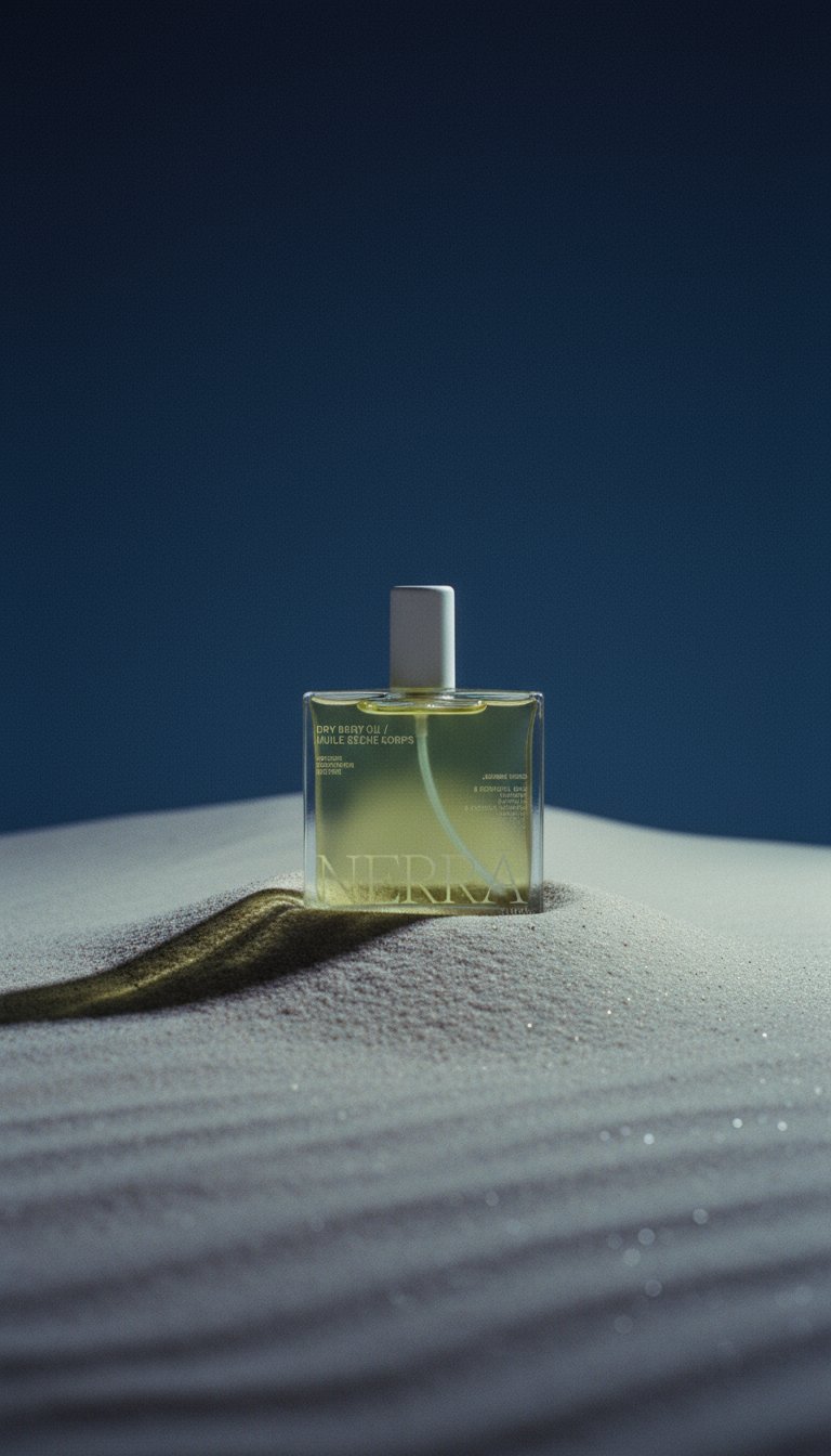 AI product shot of Dry Body Oil