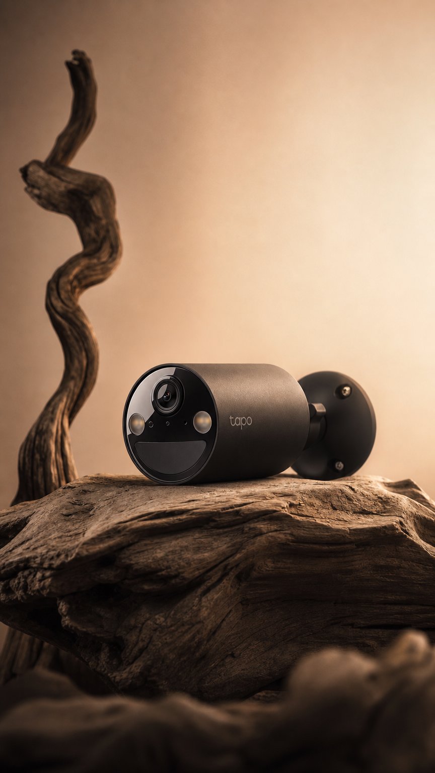 AI product shot of Tapo C411 Telecamera Wi-Fi Esterno a Batteria 2K 3MP, Visione Notturna a Colori
