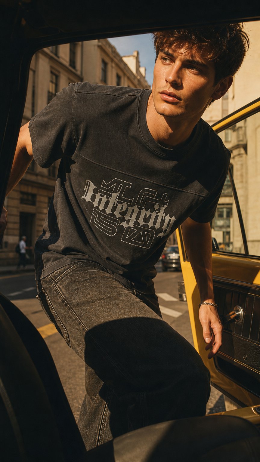 AI product shot of ARTICLE I TEE— CHARCOAL