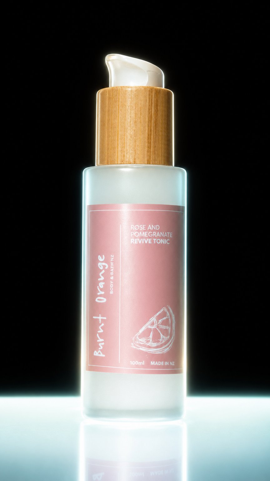AI product shot of Revive Rose and Pomegranate Tonic