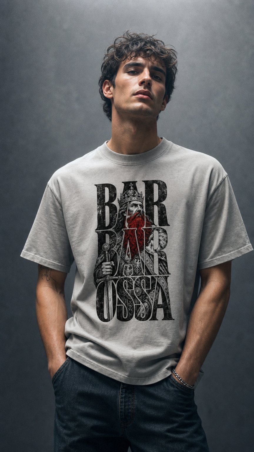 AI product shot of Barbarossa – Oversized T-Shirt | German Legends