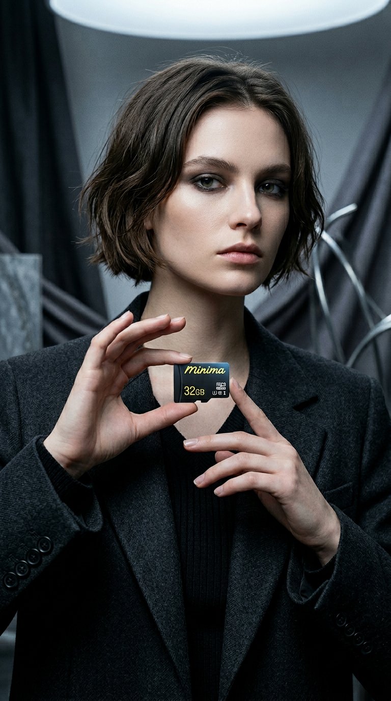 AI product shot of MINIMA™ 32GB microSDHC card