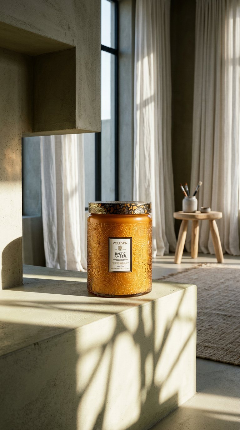 AI product shot of Baltic Amber - Large Jar Candle