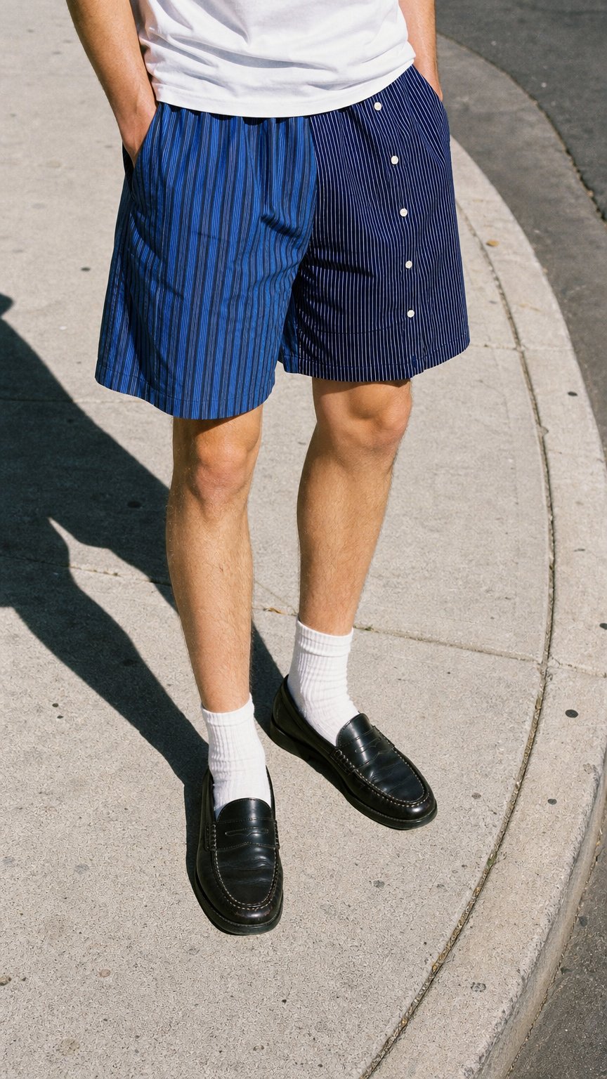 AI product shot of Baggy Button Up Short in Blue