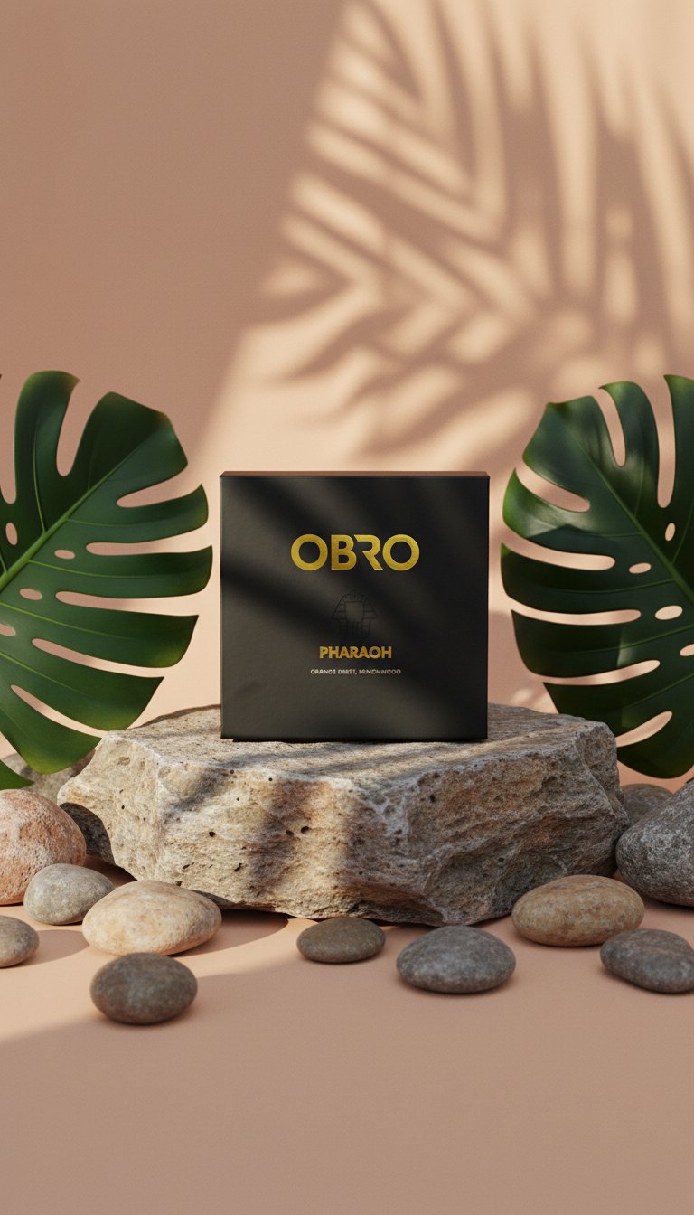 AI product shot of Pharaoh by Obro Natural Cologne