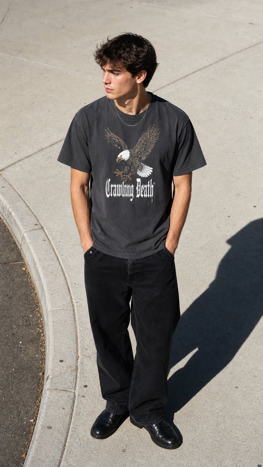 AI product shot of Eagle T-Shirt | Washed Black