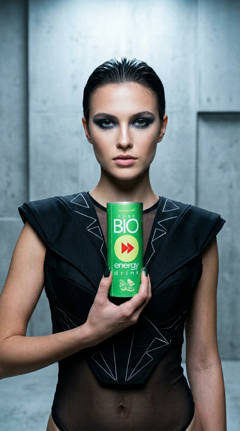 AI product shot of Pure Bio Products Energy Drink Limette Minze Gurke