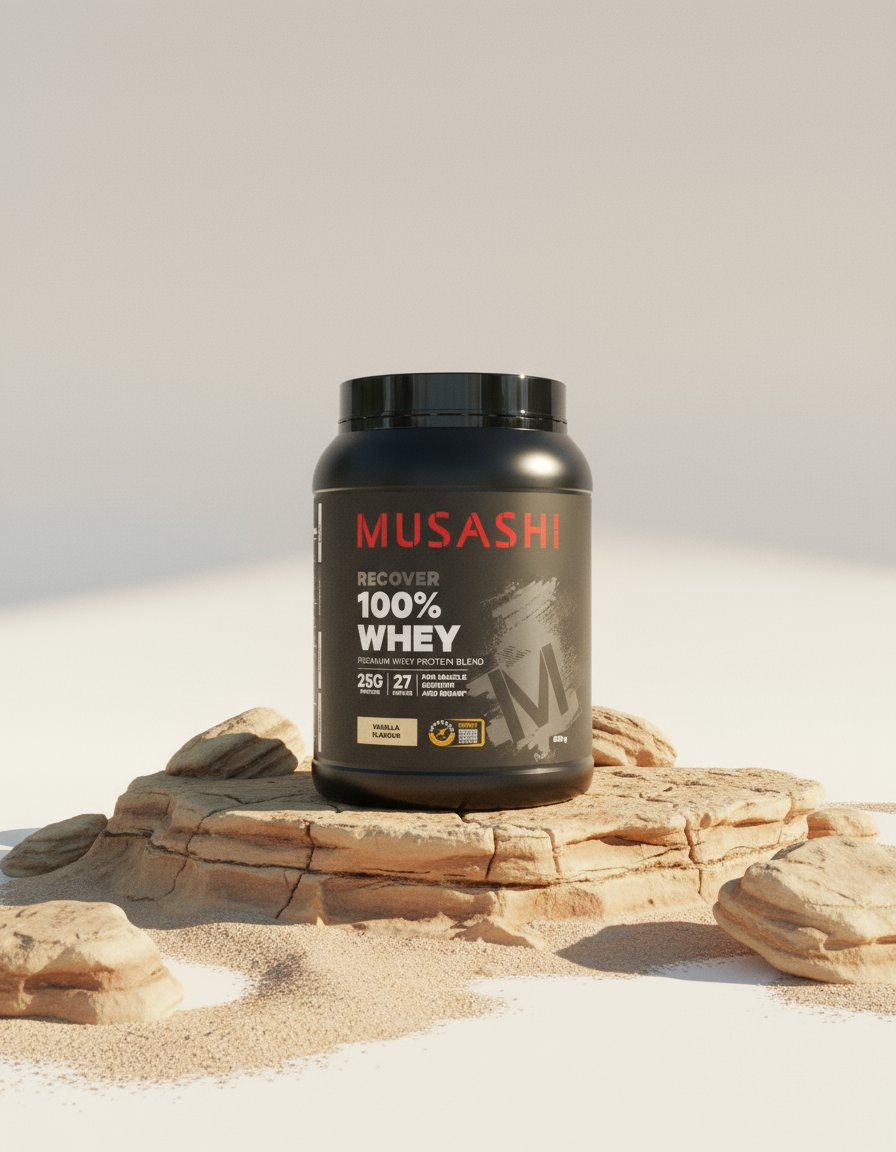 AI product shot of 100% Whey Protein Powder